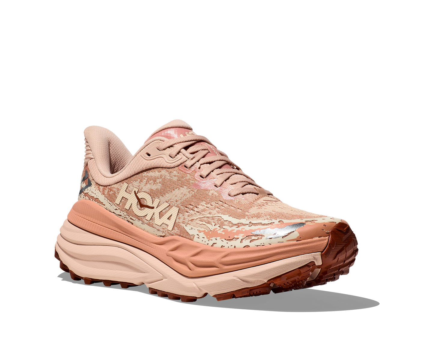 Hoka Stinson 7 W, dammodell hybridsko för alla underlag. En av Hokas stabilaste skor med pronationsstöd. En väldämpad sko som avlastar rygg och knä. Färg rosa.