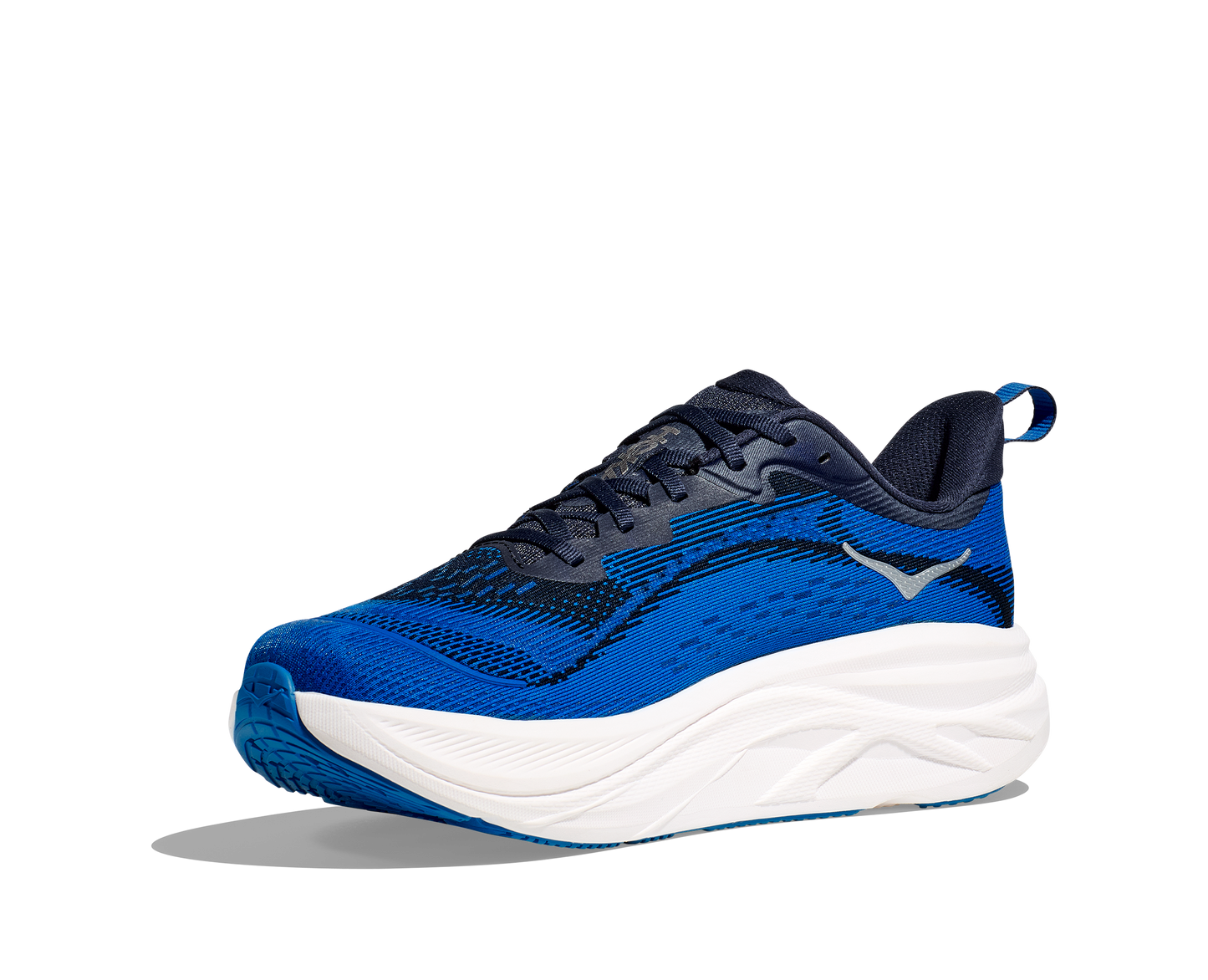 Hoka M Skyflow. Utmärkt sko för att lägga något lite extra på dagens runda! Blå med vit sula och detaljer i limegrön och svart.