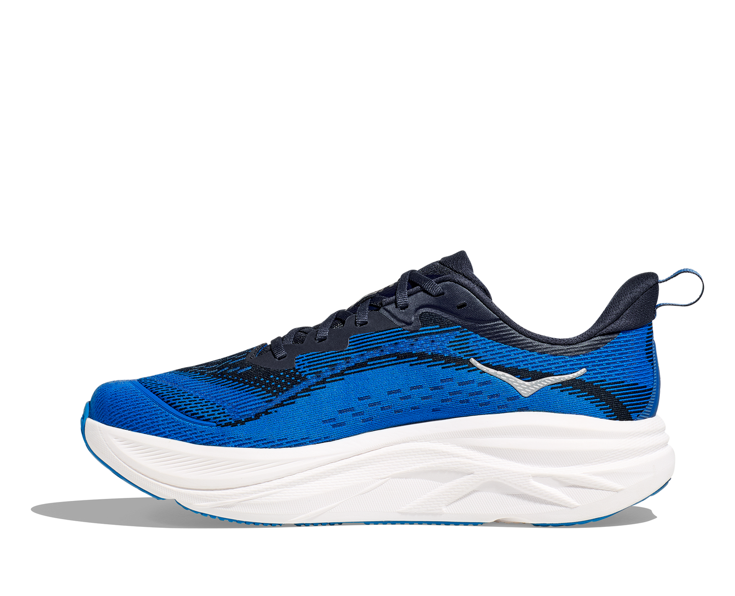 Hoka M Skyflow. Utmärkt sko för att lägga något lite extra på dagens runda! Blå med vit sula och detaljer i limegrön och svart.