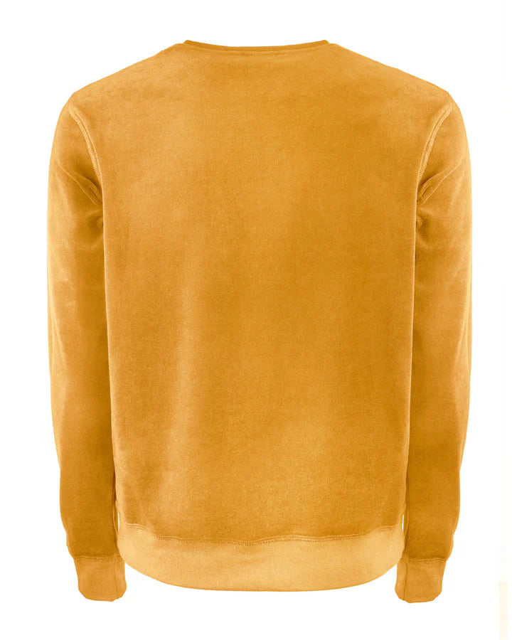 Gul sweatshirt i plysch. Unisexplagg med avslappnad passform. Satinetikett på höger sida.