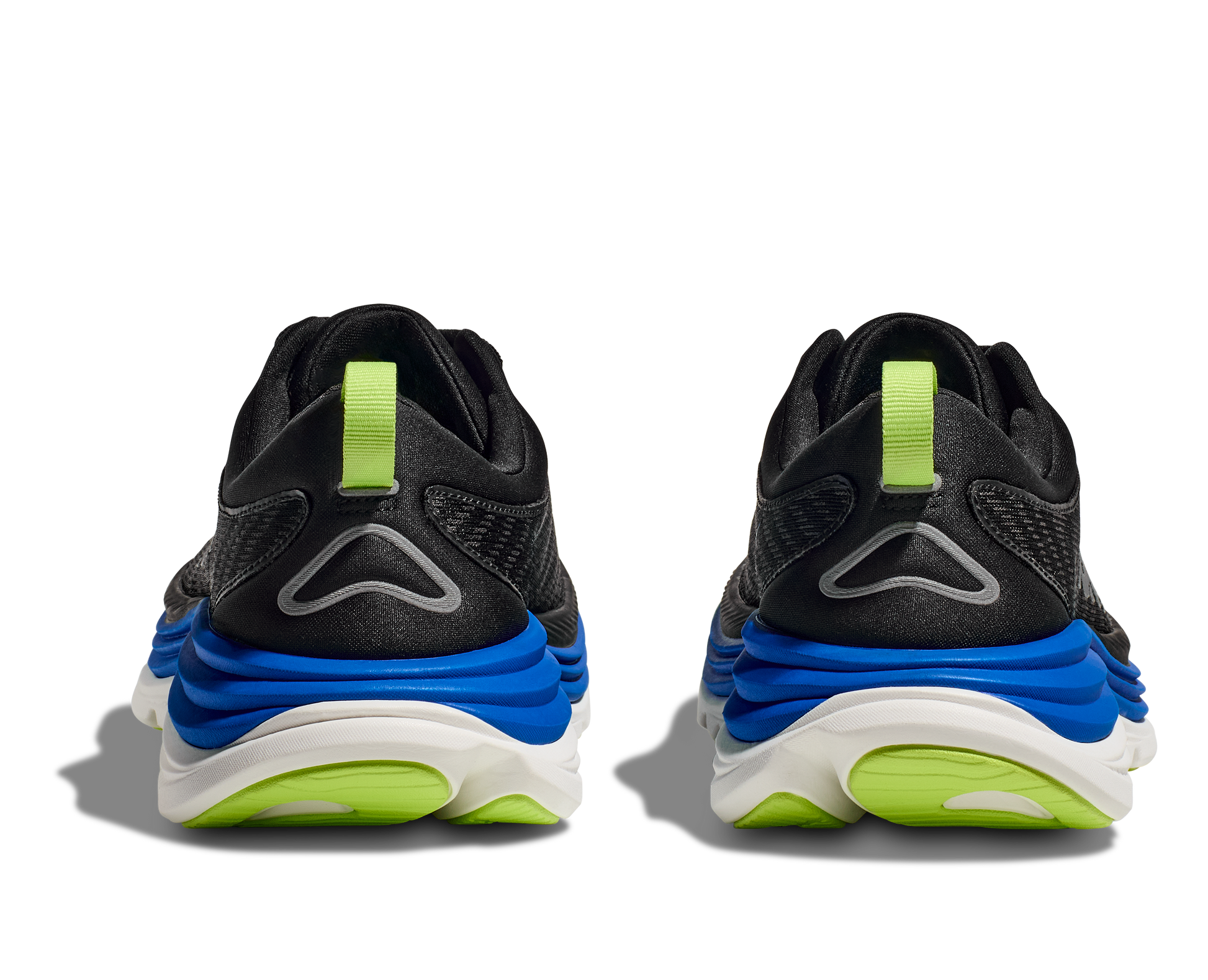 Hoka Gaviota 5 M, löparsko med pronationsstöd och extra stabilitet. En rymlig passform med mycket dämpning. Färg svar, blått och vitt.