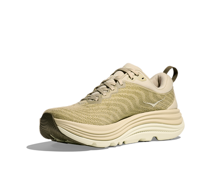 Hoka Gaviota 5 M, skomodell till herr. Denna modell är rymlig i passformen jämfört med andra Hoka skor. Här har ni Hokas stabilaste sko med pronationsstöd. Här går färgen i gröna och beiga toner. Perfekt för löpningen eller arbetspasset där du behöver mycket dämpning. 