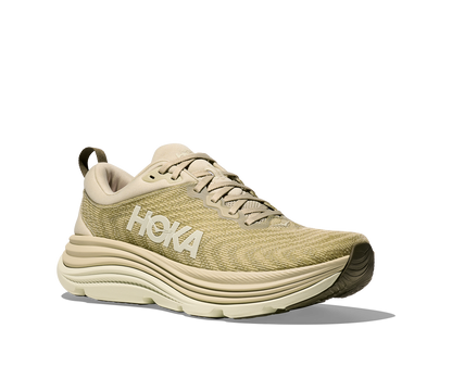 Hoka Gaviota 5 M, skomodell till herr. Denna modell är rymlig i passformen jämfört med andra Hoka skor. Här har ni Hokas stabilaste sko med pronationsstöd. Här går färgen i gröna och beiga toner. Perfekt för löpningen eller arbetspasset där du behöver mycket dämpning. 