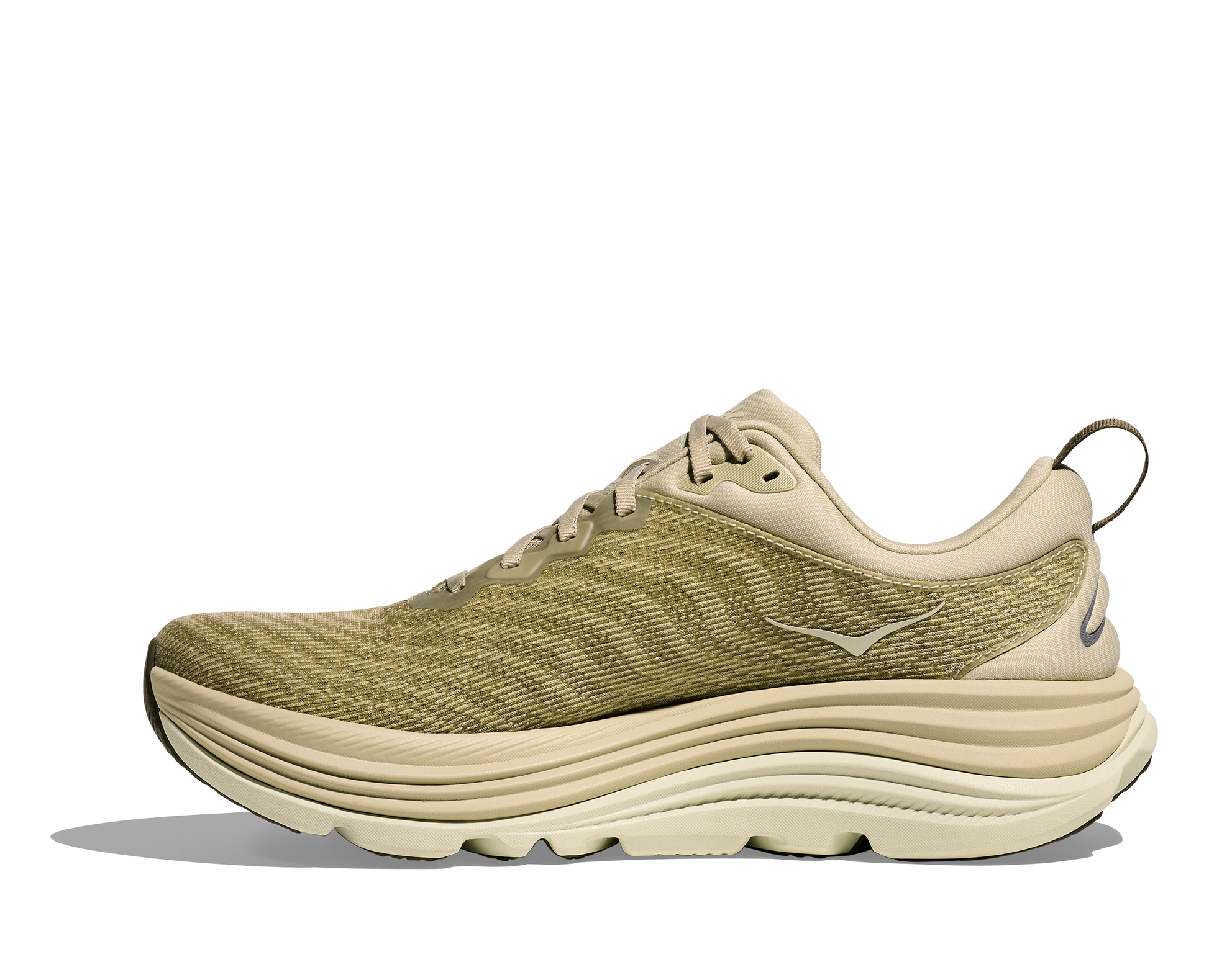 Hoka Gaviota 5 M, skomodell till herr. Denna modell är rymlig i passformen jämfört med andra Hoka skor. Här har ni Hokas stabilaste sko med pronationsstöd. Här går färgen i gröna och beiga toner. Perfekt för löpningen eller arbetspasset där du behöver mycket dämpning. 