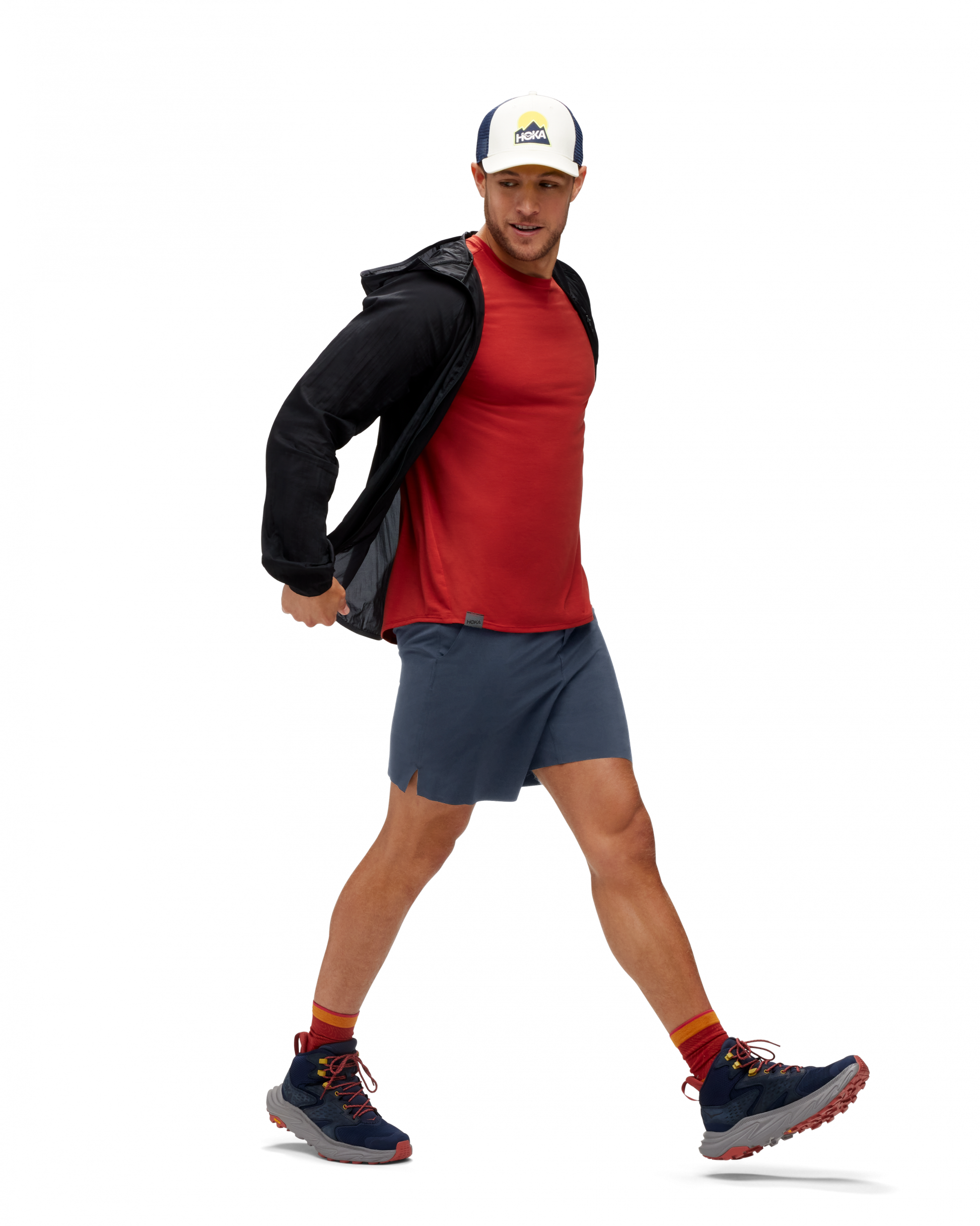 Hoka M Skyflow jacket, svart ultralätt löparjacka som inte prasslar.  Hos Hoka specialisterna i Sverige.