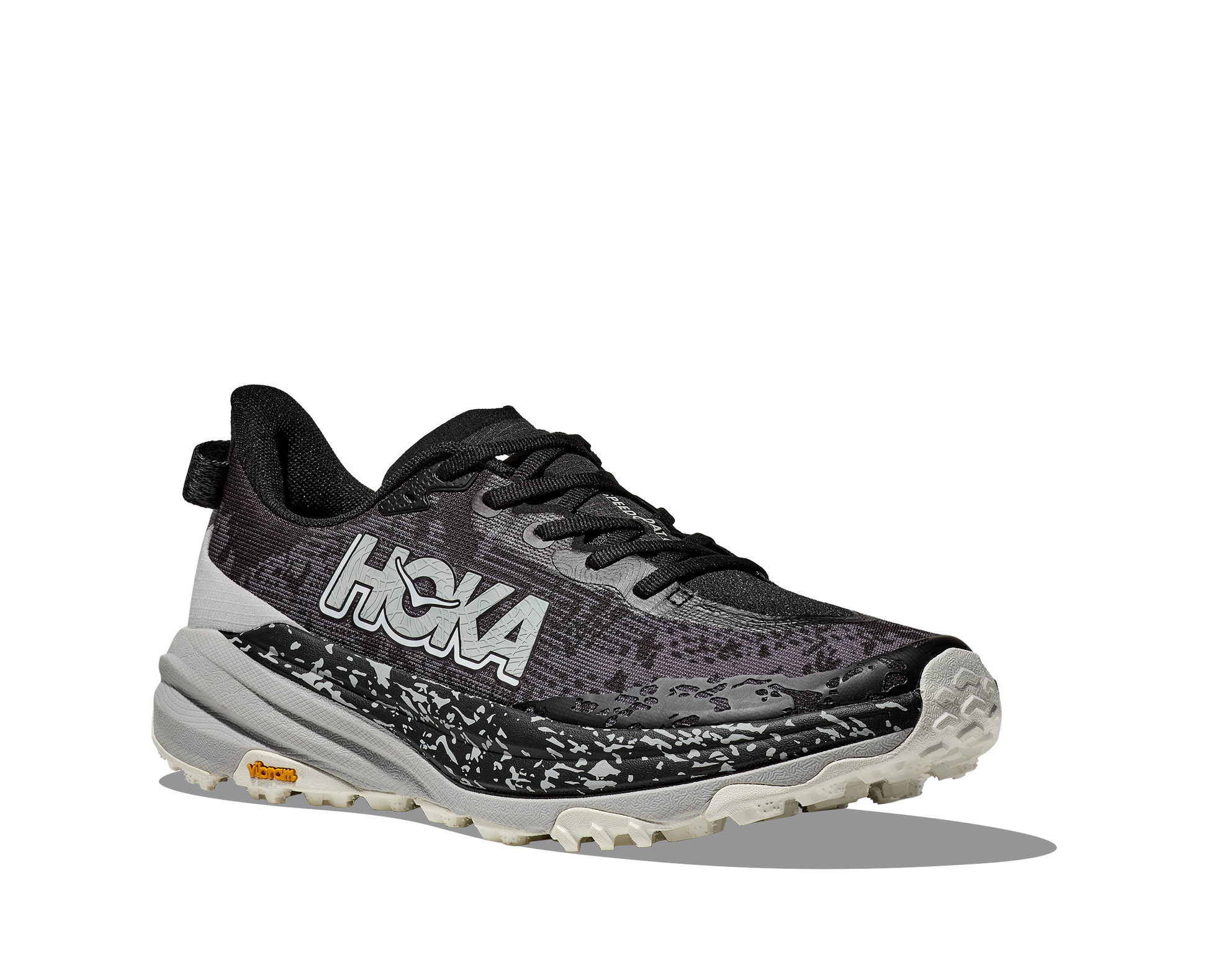Hoka M Speedgoat 6 - En terräng sko med god dämpning och utmärkt grep. Grå/Svart/Vit färg.