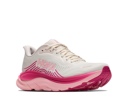 Hoka Clifton 11 dam i Rose Cream / Dewy Pink, snett framifrån från utsidan