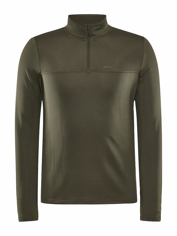 CORE Gain Midlayer. Grön Långärmad träningströja med tight passform. Dragkedja i hals. Logga på bröstet.
