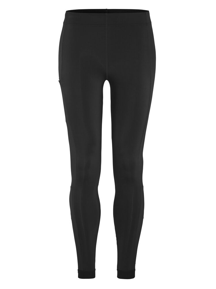 Svarta tights med bred resår i midjan samt dragsko för perfekt passform. Mobilficka på benet med dragkedja samt tre meshfickor baktill för gel etc. Dragkedja benslut.