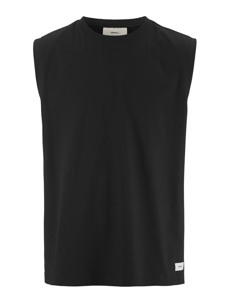 Craft Collective Relaxed SL Tee M. Ärmlös t-shirt till herr för träning och vardag. Avslappnad passform. Svart med vit Craft etikett ned till vänster fram. 