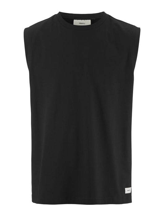 Craft Collective Relaxed SL Tee M. Ärmlös t-shirt till herr för träning och vardag. Avslappnad passform. Svart med vit Craft etikett ned till vänster fram. 
