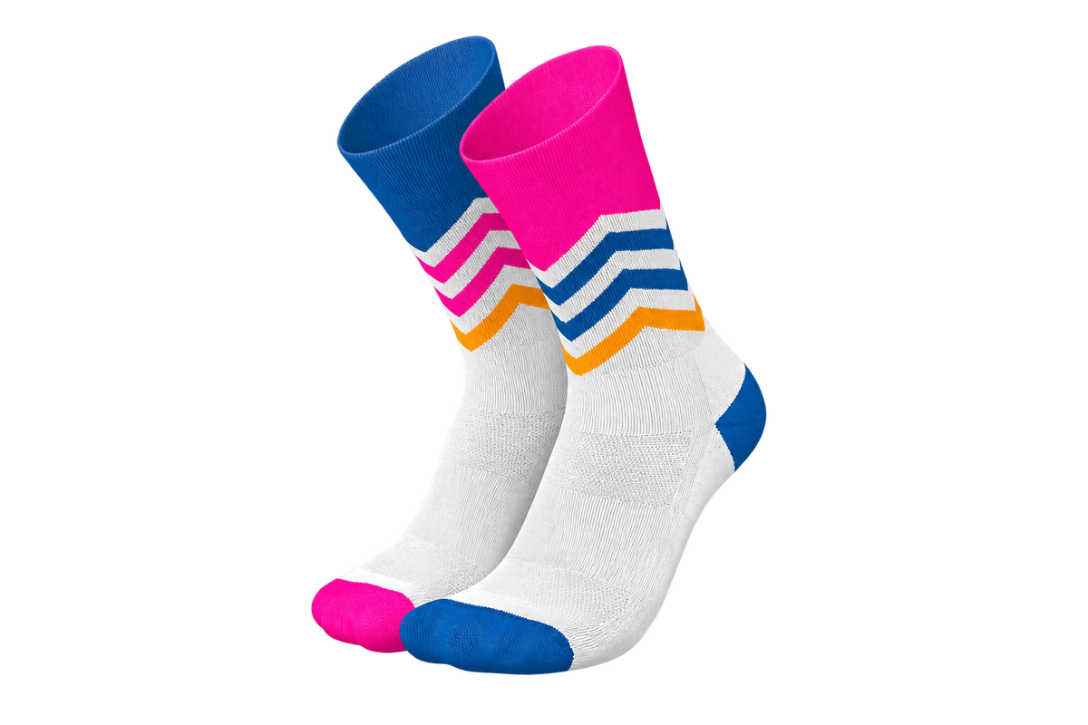 Incylence Running Volts Blue Pink socks with transparent background
