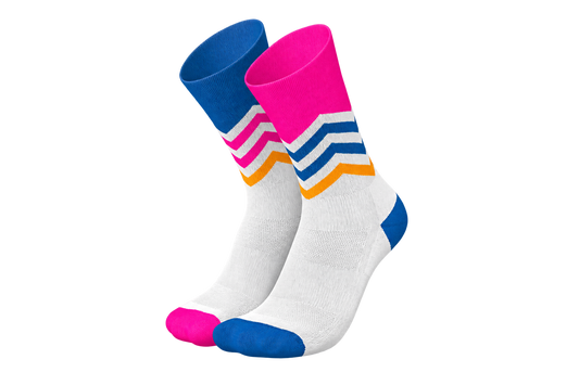 Incylence Running Volts Blue Pink socks with transparent background