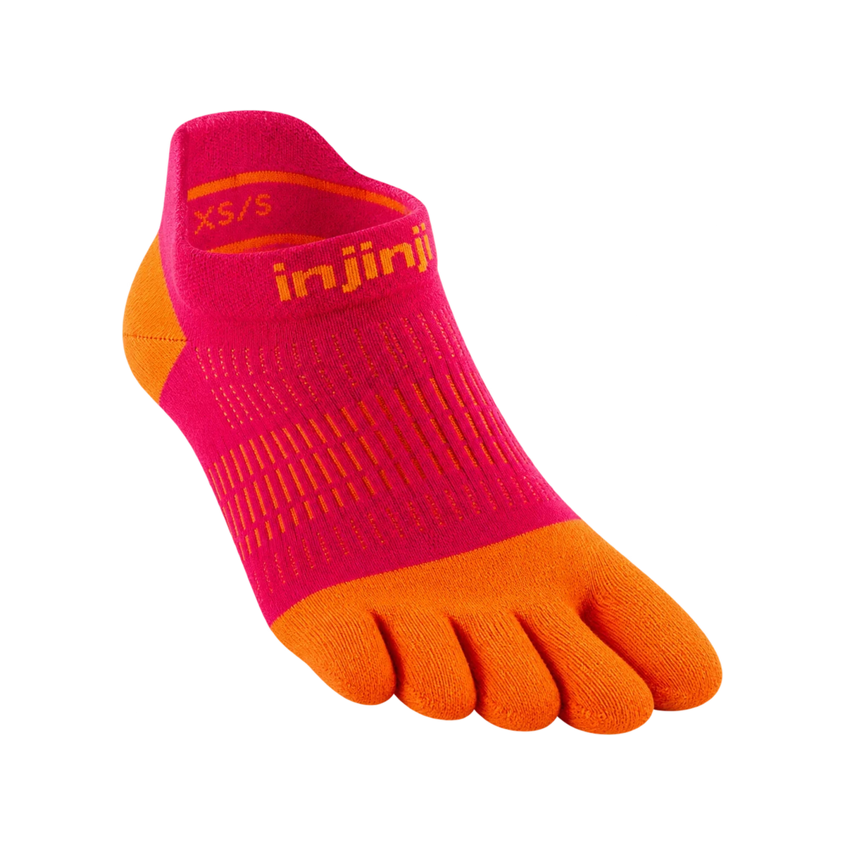 Injinji Run Lightweight No-Show women's toe socks in Chili