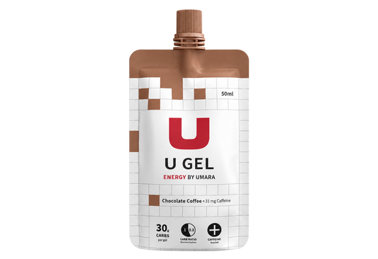 Umara U Gel choklad kaffe med koffein, transparent bakgrund