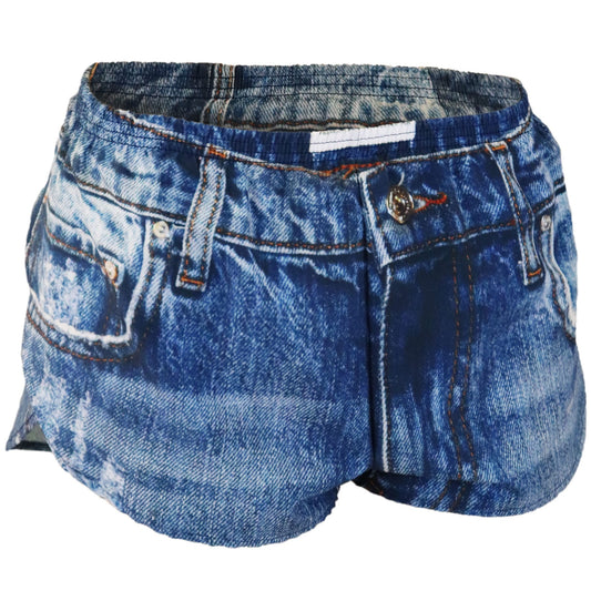 B.O.A JORTS- Dam 1".  Dam shorts med blått jeans motiv. Träna utan något skav.