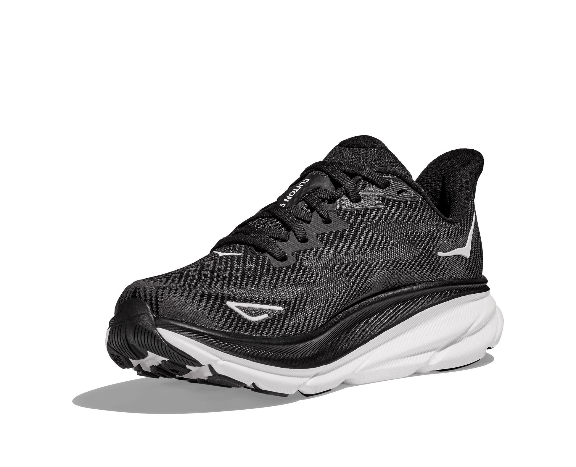 Hoka Clifton 9 Wide i modell dam. Svart vit i färgen som passar till allt. Löpsko men även perfekt som en skonsam vardagssneakers. Hos Hoka specialisterna i Sverige.