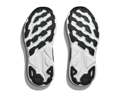 Hoka Clifton 9 Wide i modell dam. Svart vit i färgen som passar till allt. Löpsko men även perfekt som en skonsam vardagssneakers. Hos Hoka specialisterna i Sverige.