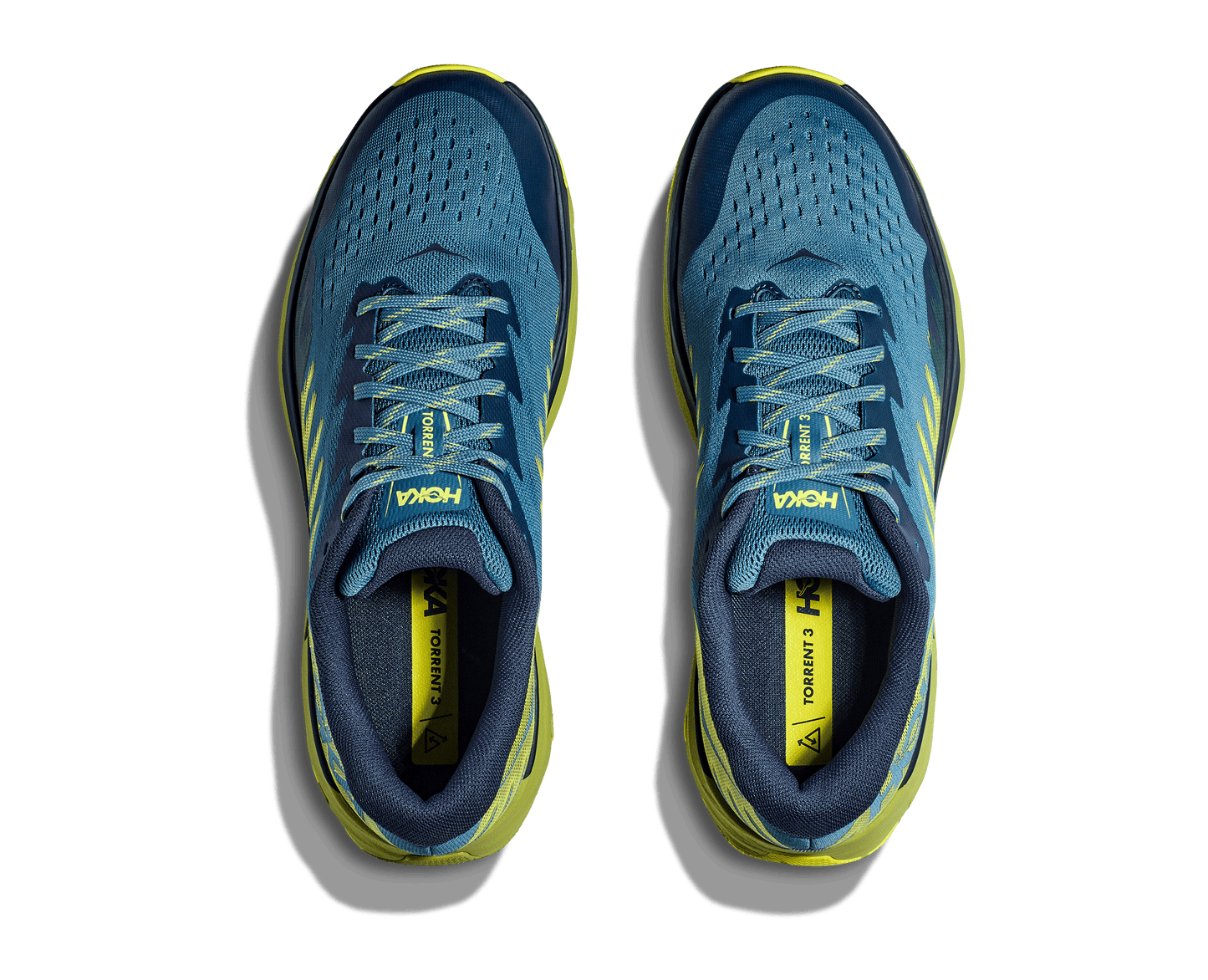 Hoka Torrent 3, modell herr. Blå och gul i färgen. Hos Hoka specialisterna i Sverige.