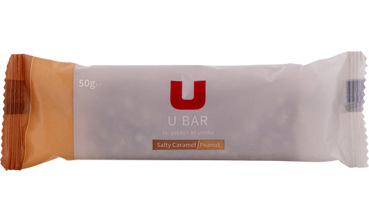 UMARA U Salty Bar. Energibar för träning eller som mellanmål. Smak av jordnötter och salt caramell.